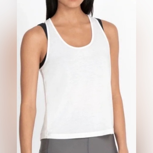 NWT JOHNNY WAS Calme Effect Racerback Tank- White/ Size X-Small - Picture 1 of 8